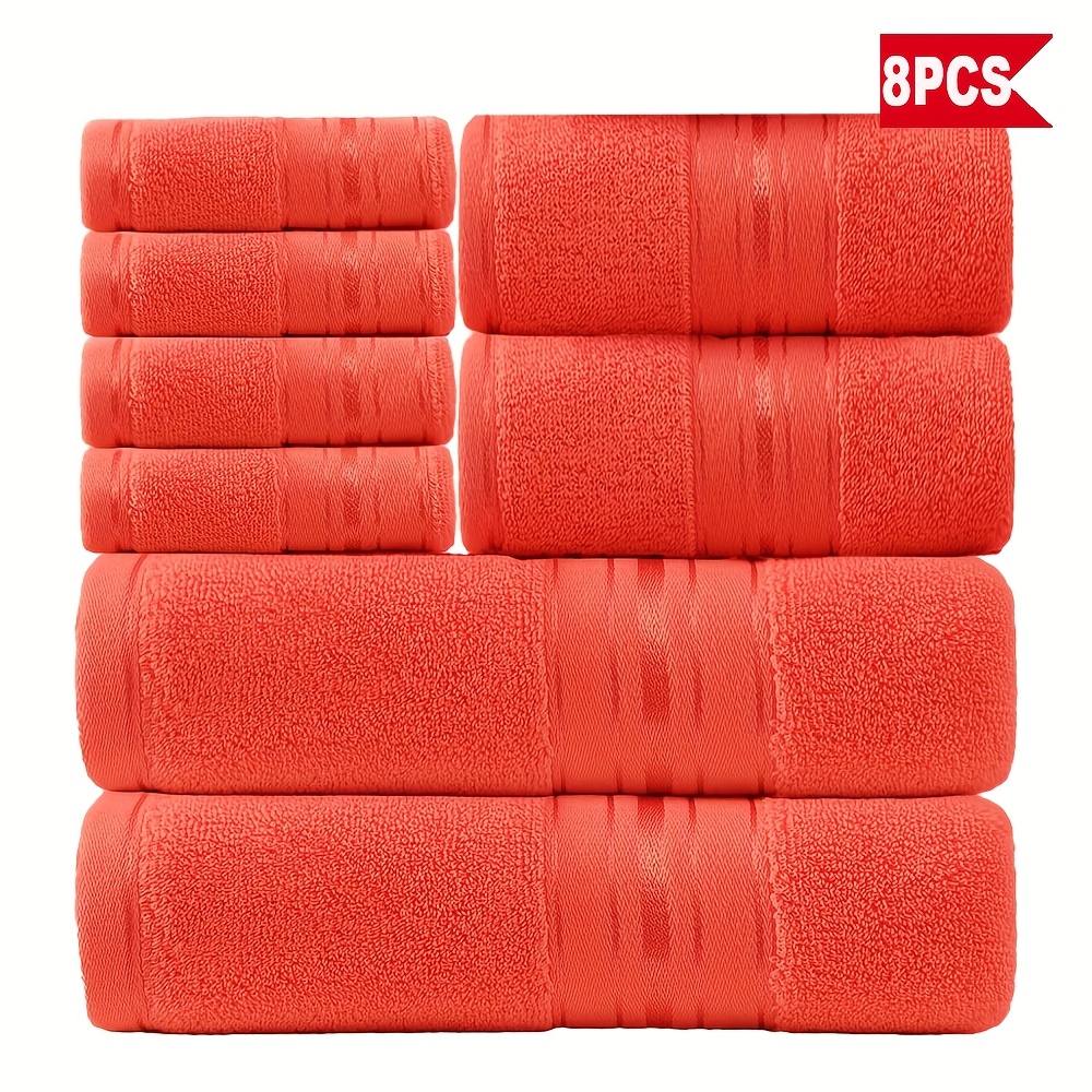 Luxury 8pcs Bath Towel Set, 100% Cotton Premium Hotel Quality, Includes 2 Bath Towels, 2 Bath Towels, 4 Washcloths, Soft Absorbent Spa Towel Collection, Ideal for Bathroom, Hotel, SPA