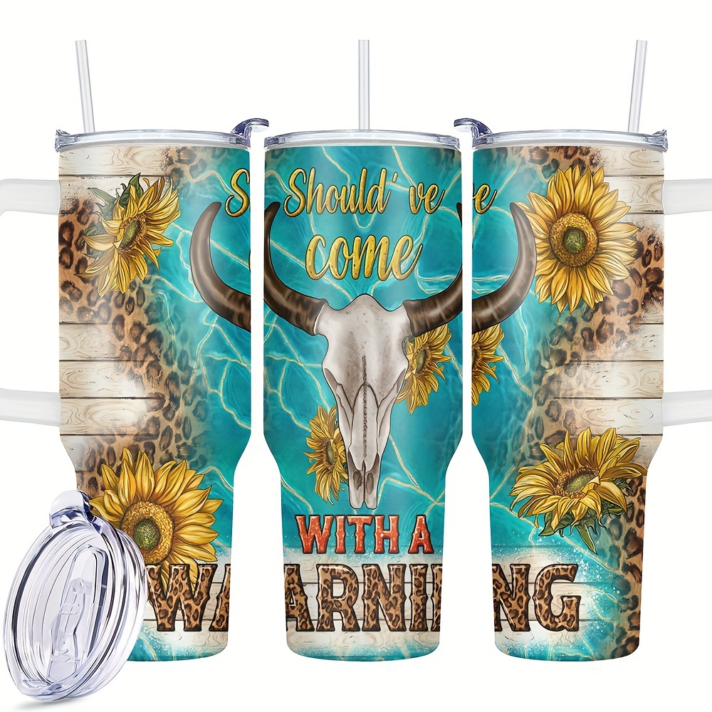 

1pc, 40 Oz Stainless Steel Tumbler, Cow Warning Funny Print Double Wall Vacuum Insulated Travel Mug, Perfect Gift For Family And Friends Birthday Christmas Gifts For Women Mom Sisters Teacher Coworker