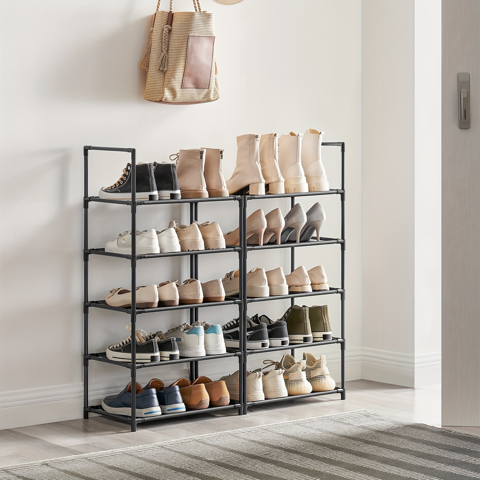 

Songmics Shoe Rack, 10 Tier Shoe Shelf, Shoe Storage Organizer, Space-saving, 11 X 17.7 X 68.1 Inches, Metal Frame, Non-woven Fabric Shelves, For Entryway