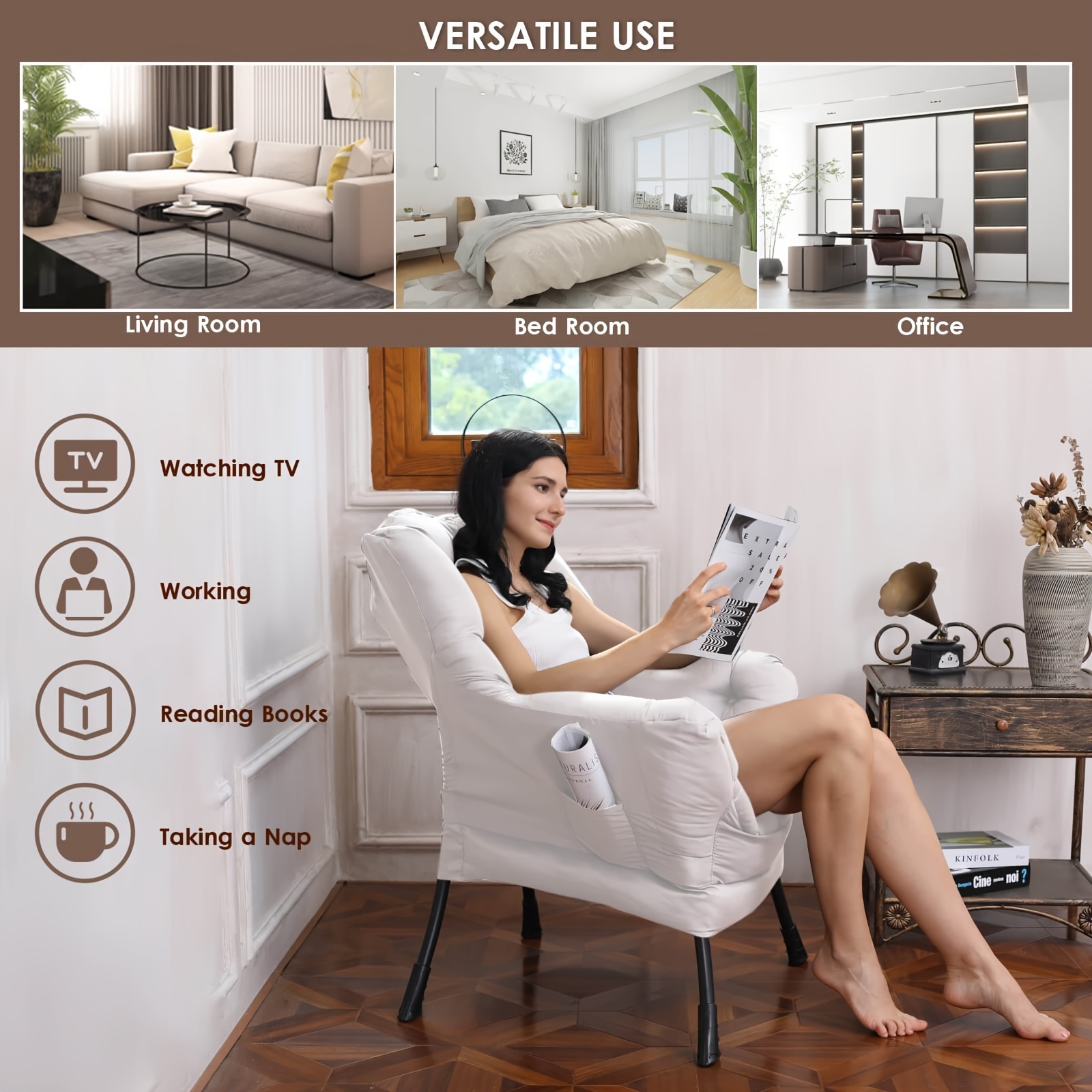 modern velvet fabric accent lounge chair Temu