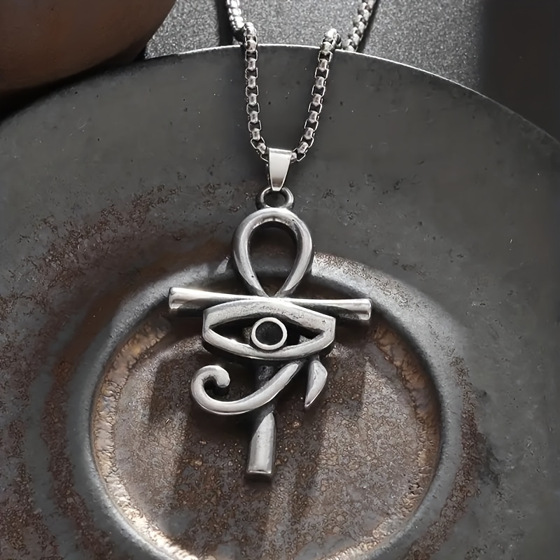 Retro Ethnic Style Eye of Horus Ankha Cross Pendant Necklace