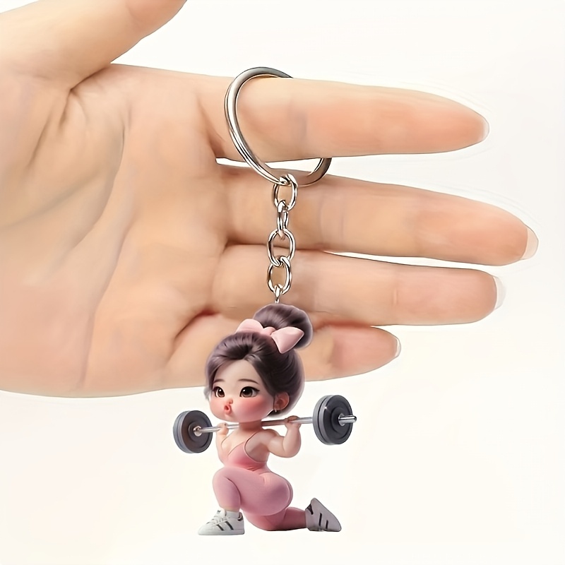 

1pc Cute Keychain - 2d Acrylic Novelty Sports Theme Keyring, Ideal For New Year, Valentine's Day, Day, Diy Holiday Gifts & , Non-braided,