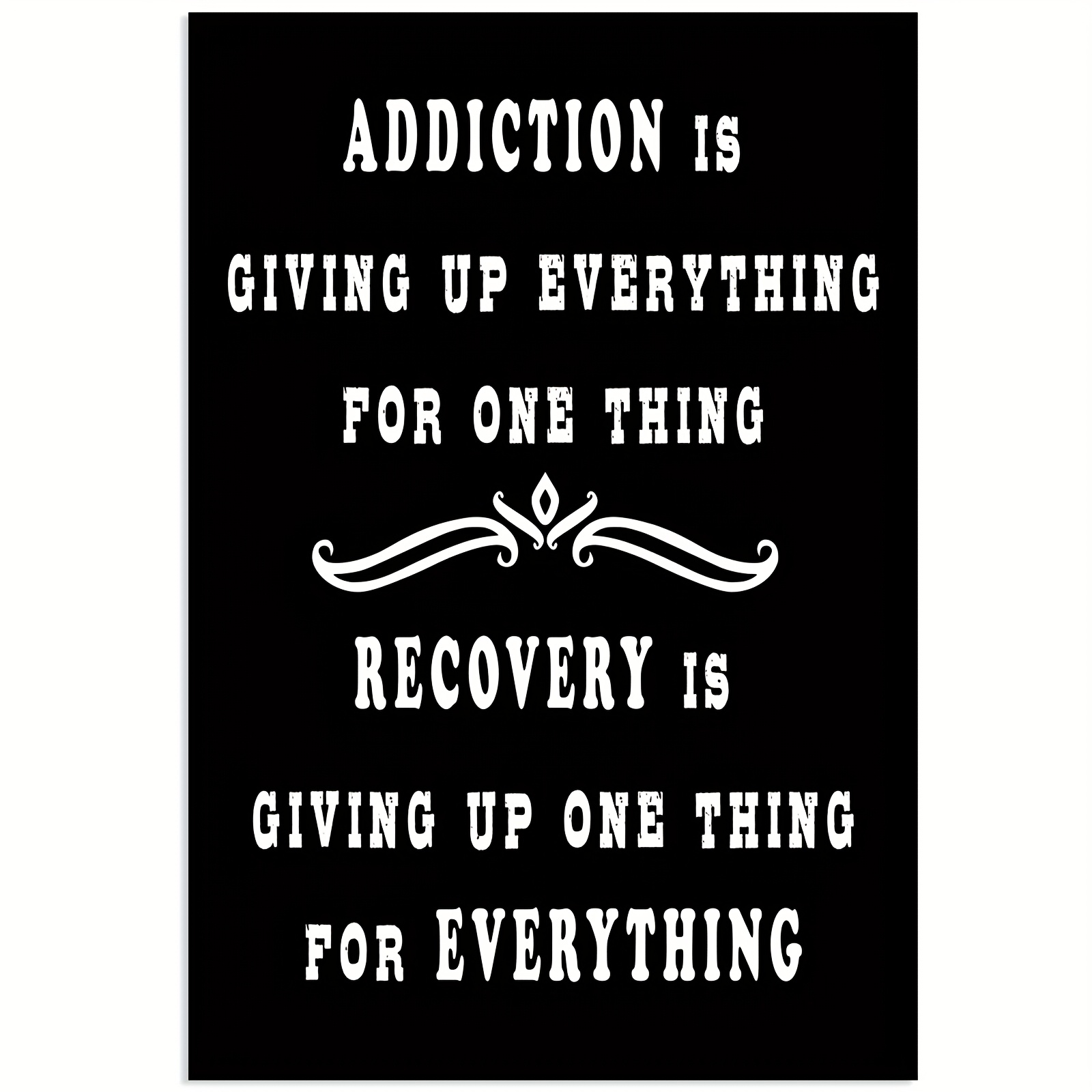 TEMU 1pc Frameless Canvas Poster 12x18inch - " Is Giving Up Everything For . Recovery Is Giving Up For Everything" - Inspirational Wall Art Print,