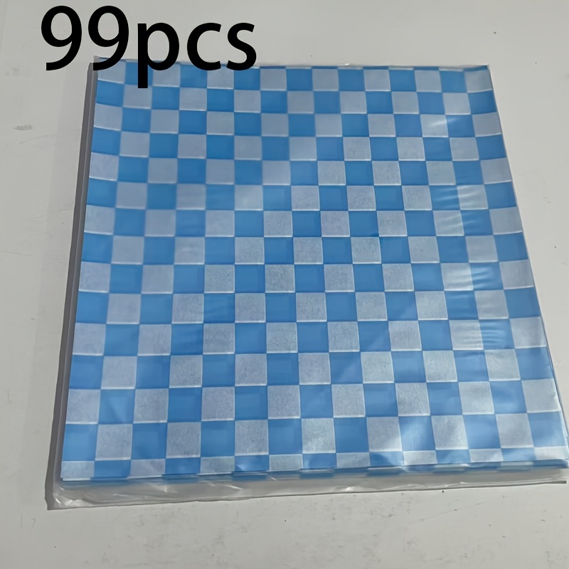 TEMU 99pcs Checkerboard Patterned Paper, Random Colors, Food Wrapping Paper, Classic Grid-patterned Burger Paper, Suitable For Parties, Holidays, And