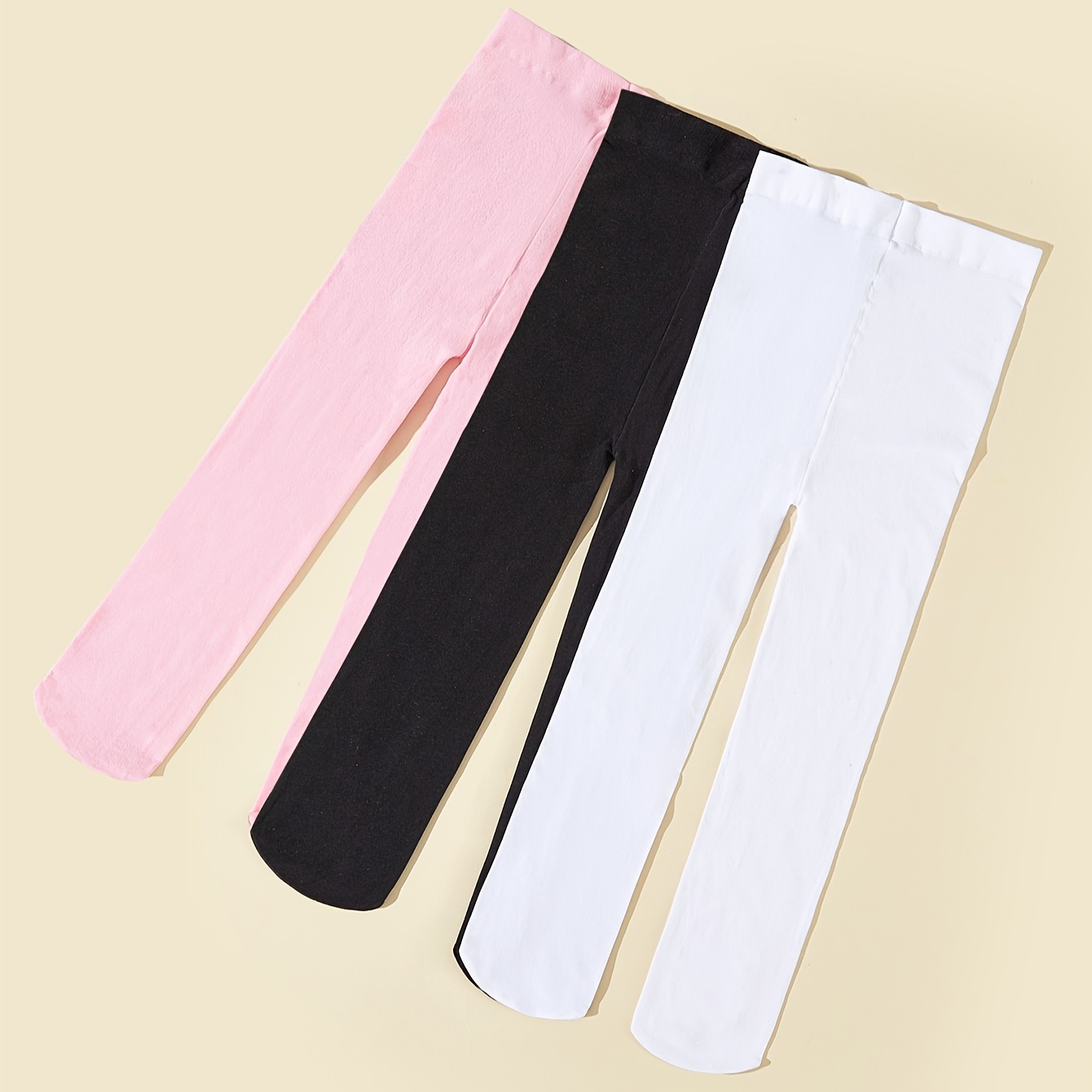 

3 Pairs Of Baby Girl's Pantyhose Floret, Solid Comfy Breathable Thin Soft & Elastic Leggings Pantyhose, Spring & Summer