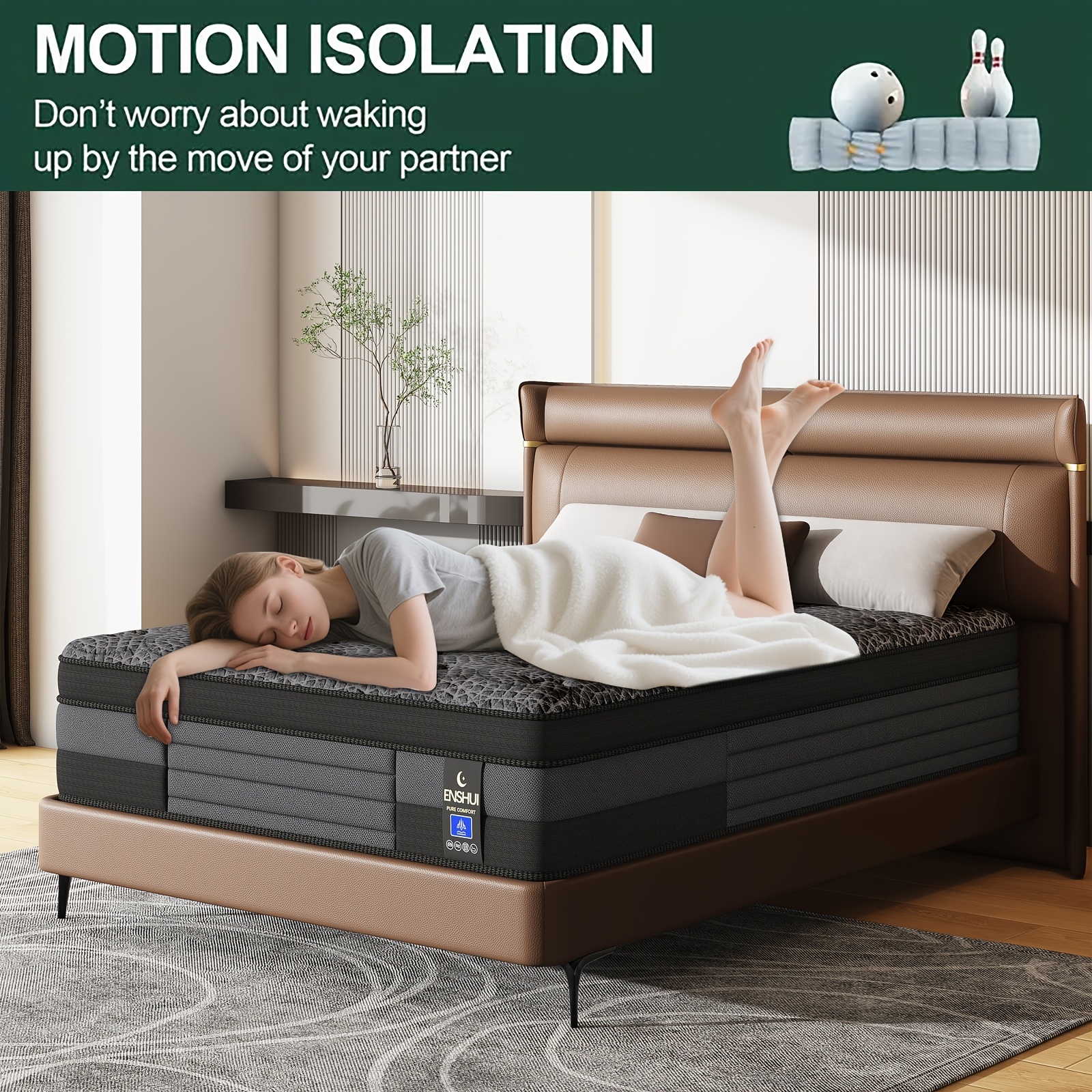 12/14 Inch Queen Size Mattress, King Sizes Mattress, Full Size Mattress, Twin Mattress In A Box | With Memory Foam and Individual Pocket Springs, Motion Isolation, Pressure Relief, Medium Firm Feel, Cool & Comfortable Sleep, Edge