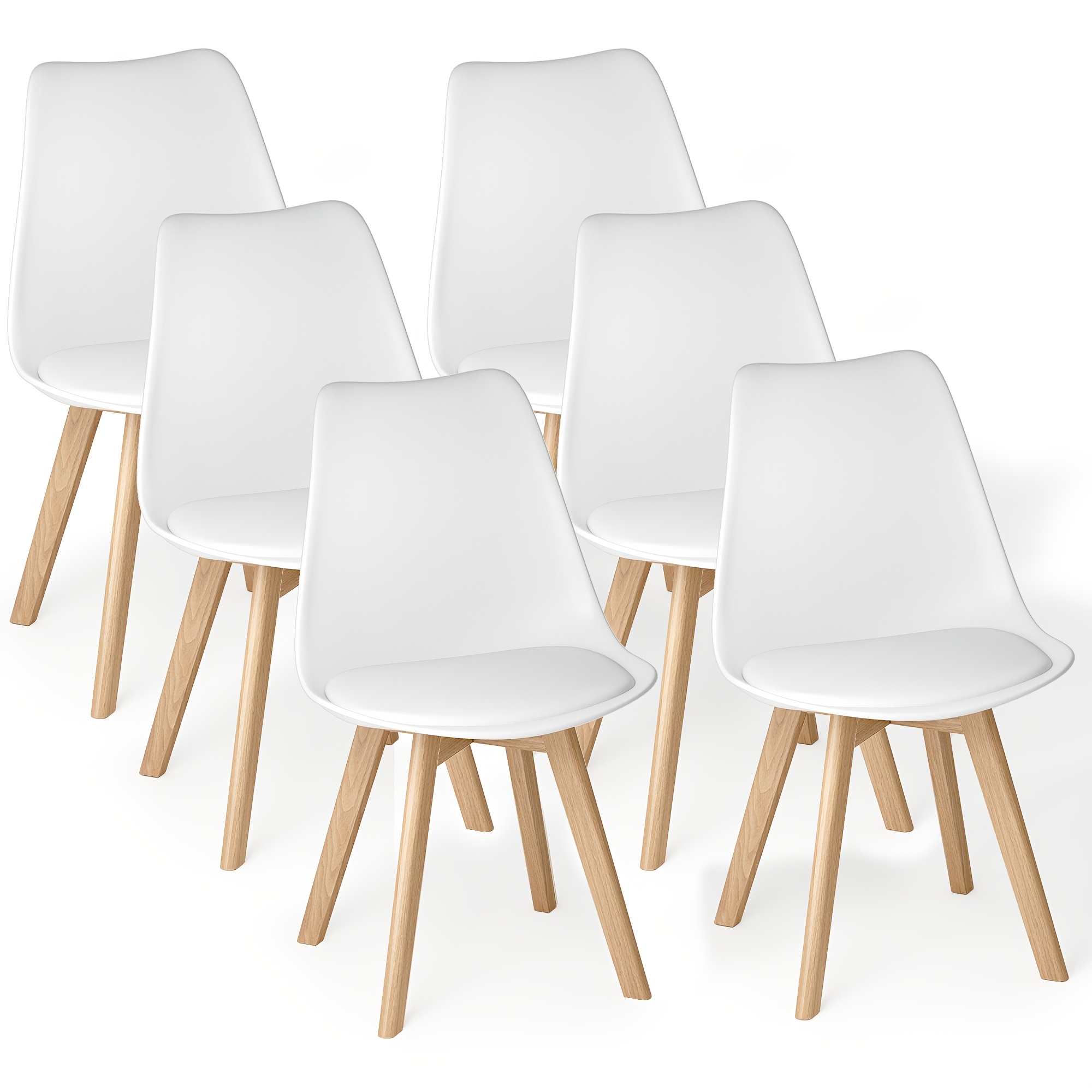 6pcs Modern Dining Chair Set, Ergonomic Kitchen Chair With Sturdy Wood - Tone Legs & Easy To Clean, Side Chairs For Kitchen & Restaurant