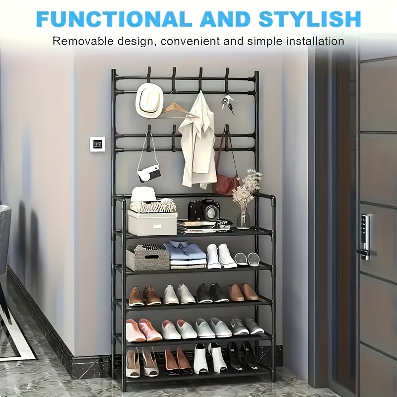 

Multi-functional Metal Entrance Hanger Shoe Rack 5-layer Storage Rack, Living Room, Bathroom, Shoe Rack Organization Rack