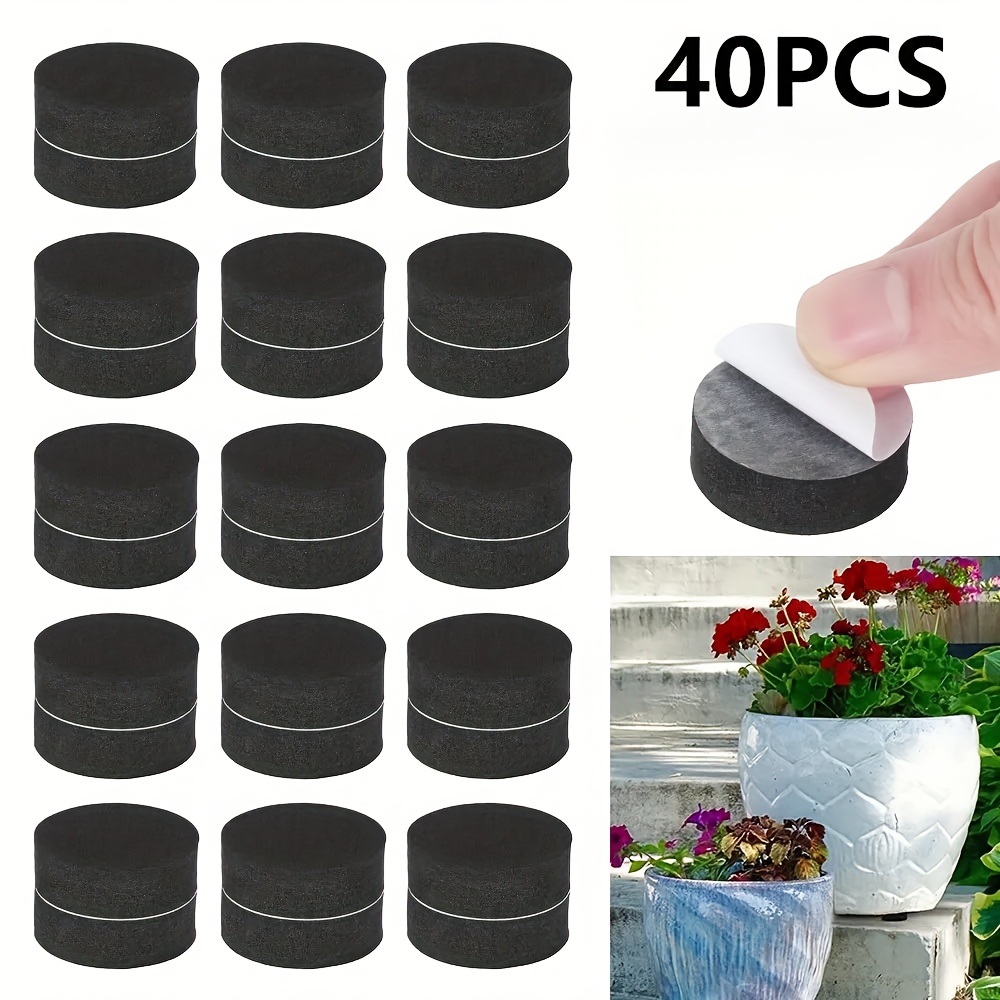 40pcs Flower Pot Foot Invisible Round Flower Pot Riser Support, Self-adhesive Black Flower Pot Cushion