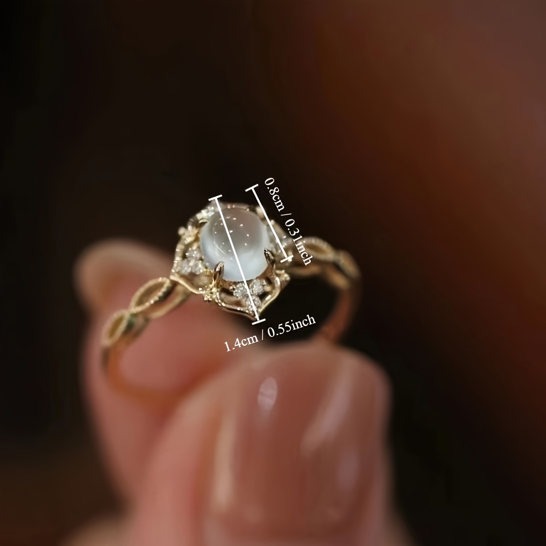 4 Prong Moonstone Engagement Ring for Women