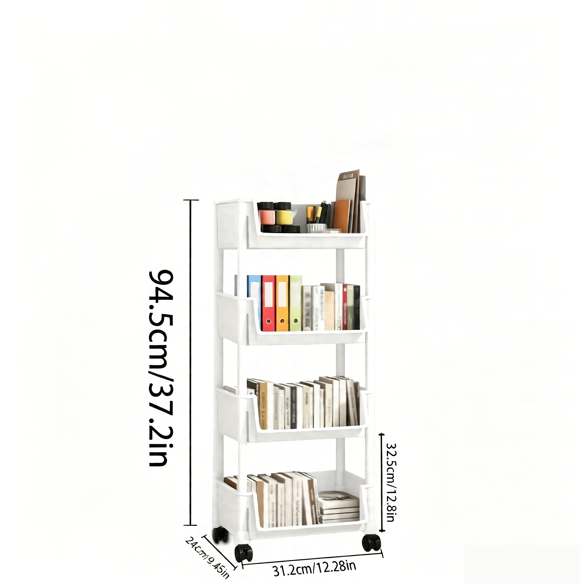 TEMU Lightweight Rolling Storage Racks With Wheels, Lightweight Plastic Handcarts For Rooms And Offices - Space Organizational Racks (books, Toys,