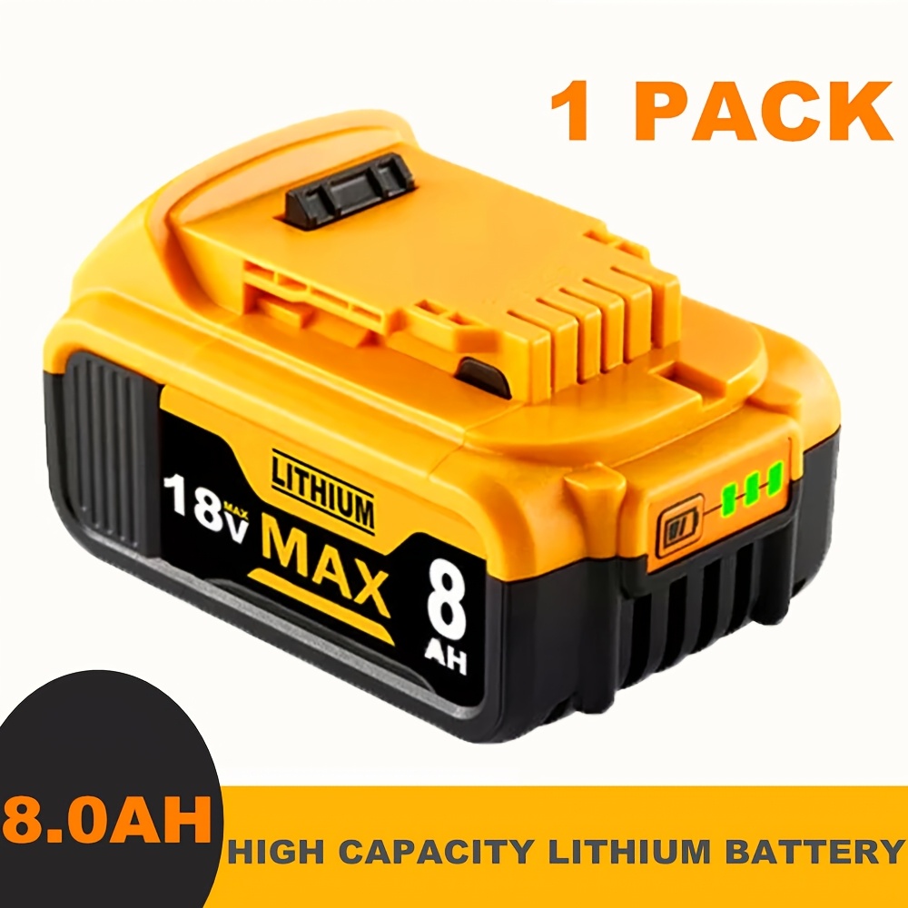 TEMU 1/2 Packs Batterie Li-ion 18V 8.0Ah de Remplacement pour Batteries for Dewalt 18V MAX XR Compatible avec for Dewalt DCB200 DCB180 DCB181 DCB201