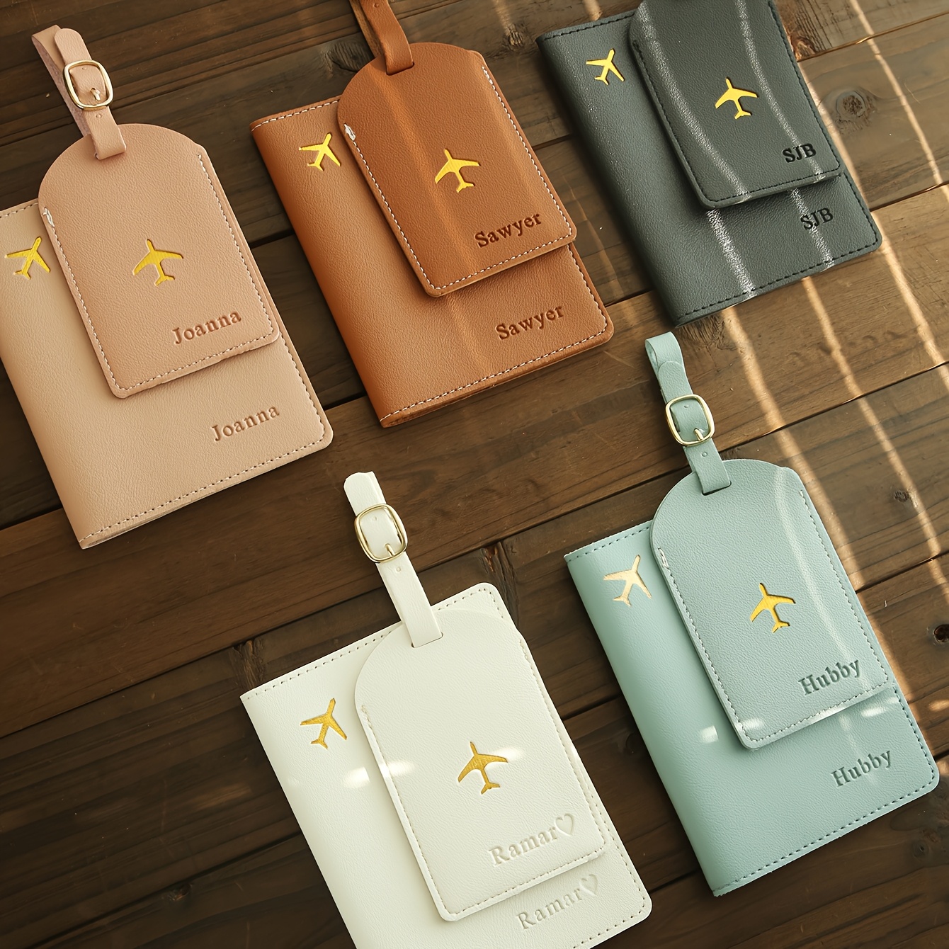 2pcs Travel Essentials Set Personalized Artificial Leather
