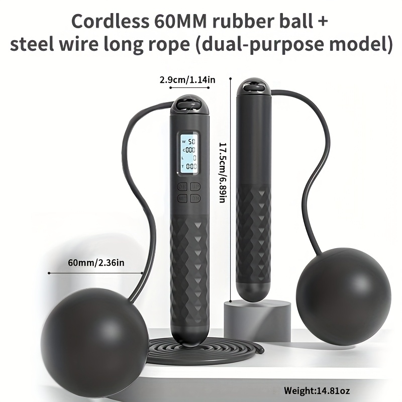 2-in-1 Smart Jump Rope - Weighted, Wireless & Wired, Counter Image 1