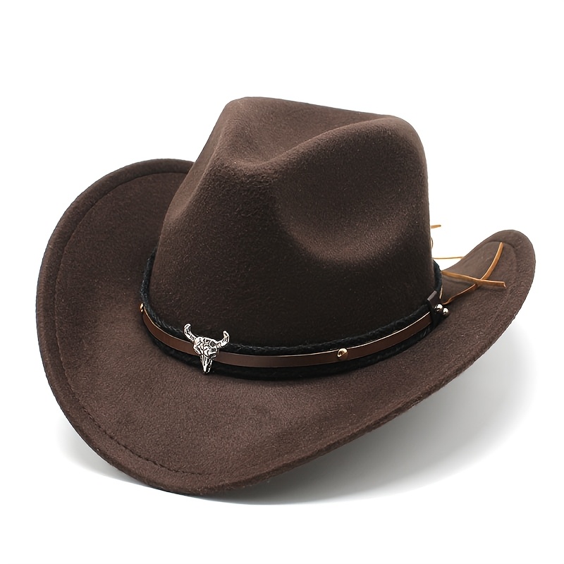 Western Cowboy Upturned Hat, Tibetan Felt Hat, Detachable Emblem Accessory, Plateau Ethnic Style Outdoor Hat