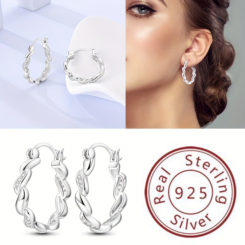

Elegant 925 Sterling Silver Twisted Rope Hoop Earrings - Sparkling, Lightweight 3g - Perfect For Weddings, Parties & Birthdays
