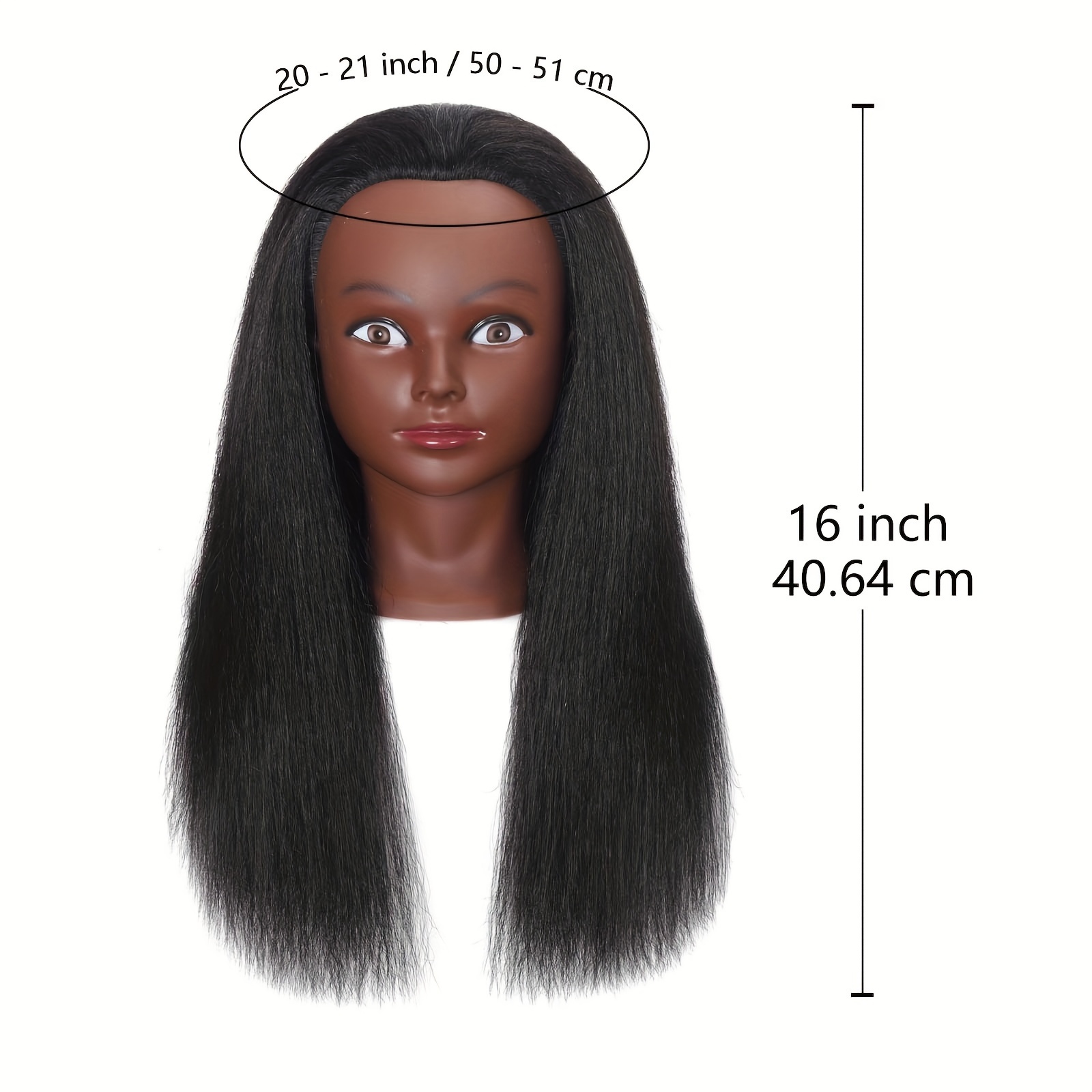 Traininghead 100% Real Hair Mannequin Head Training Head Cosmetology Doll  Head Manikin Practice Head Hairdresser With Free Clamp Holder Female (Black