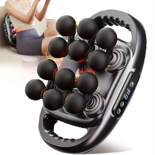 1pc handheld massage gun 12 head multi function massager usb rechargeable with storage case ideal gift for 6 replacement heads