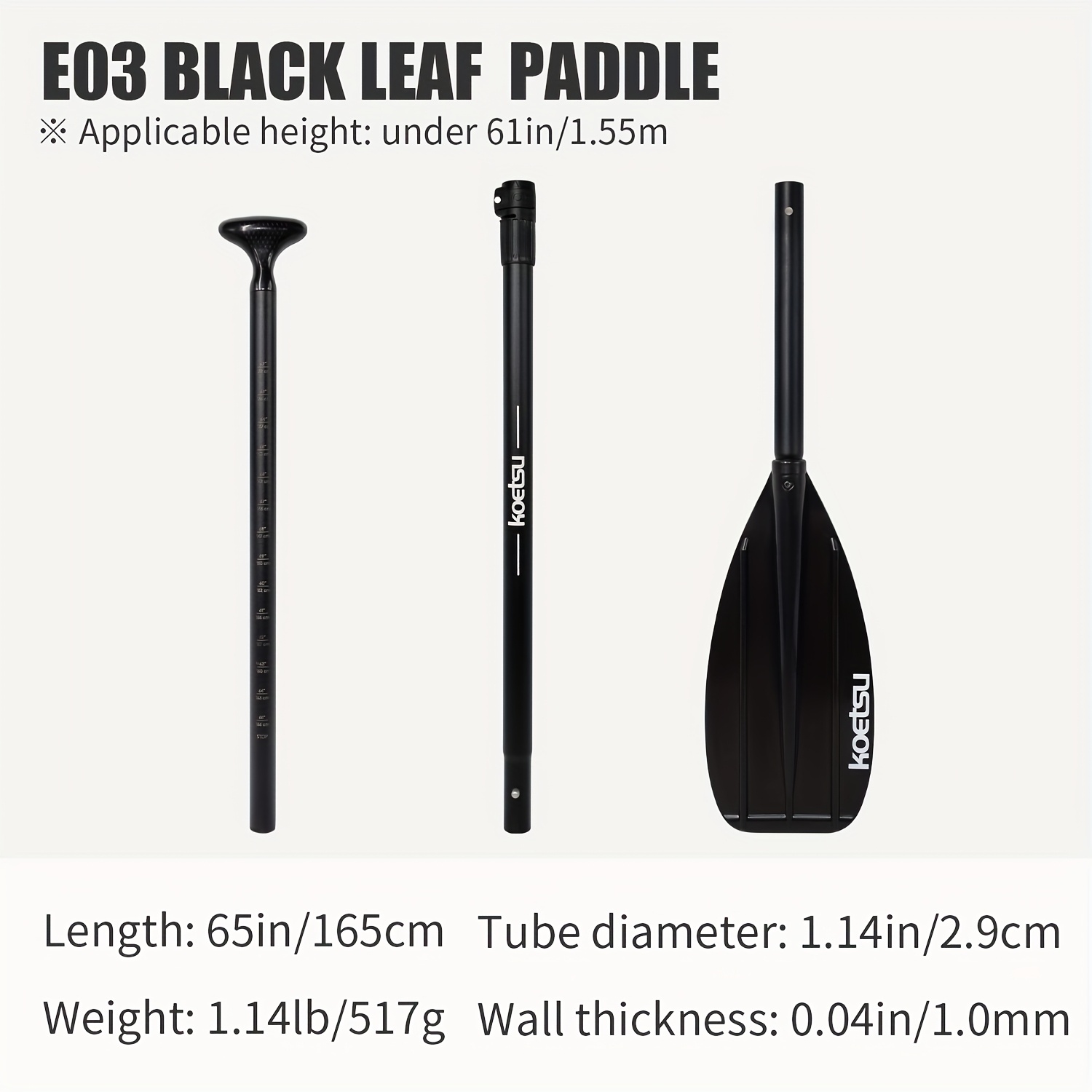 Image of Koetsu E03 Aluminum Alloy Paddle Black Or Yellow G 1.14 Lb Lightweight 3pcs Adjustable Length Aluminum Alloy Shaft Pp Blade Catch Fit To 1.55 M 61 In For Touring Training
