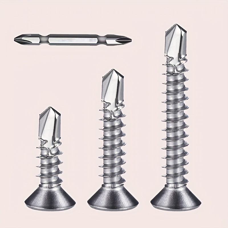 item picture 120pcs self tapping screws countersunk     assorted sizes 13mm 16mm 19mm 40 each suitable for furniture repair metal diy projects   metal   cross bit