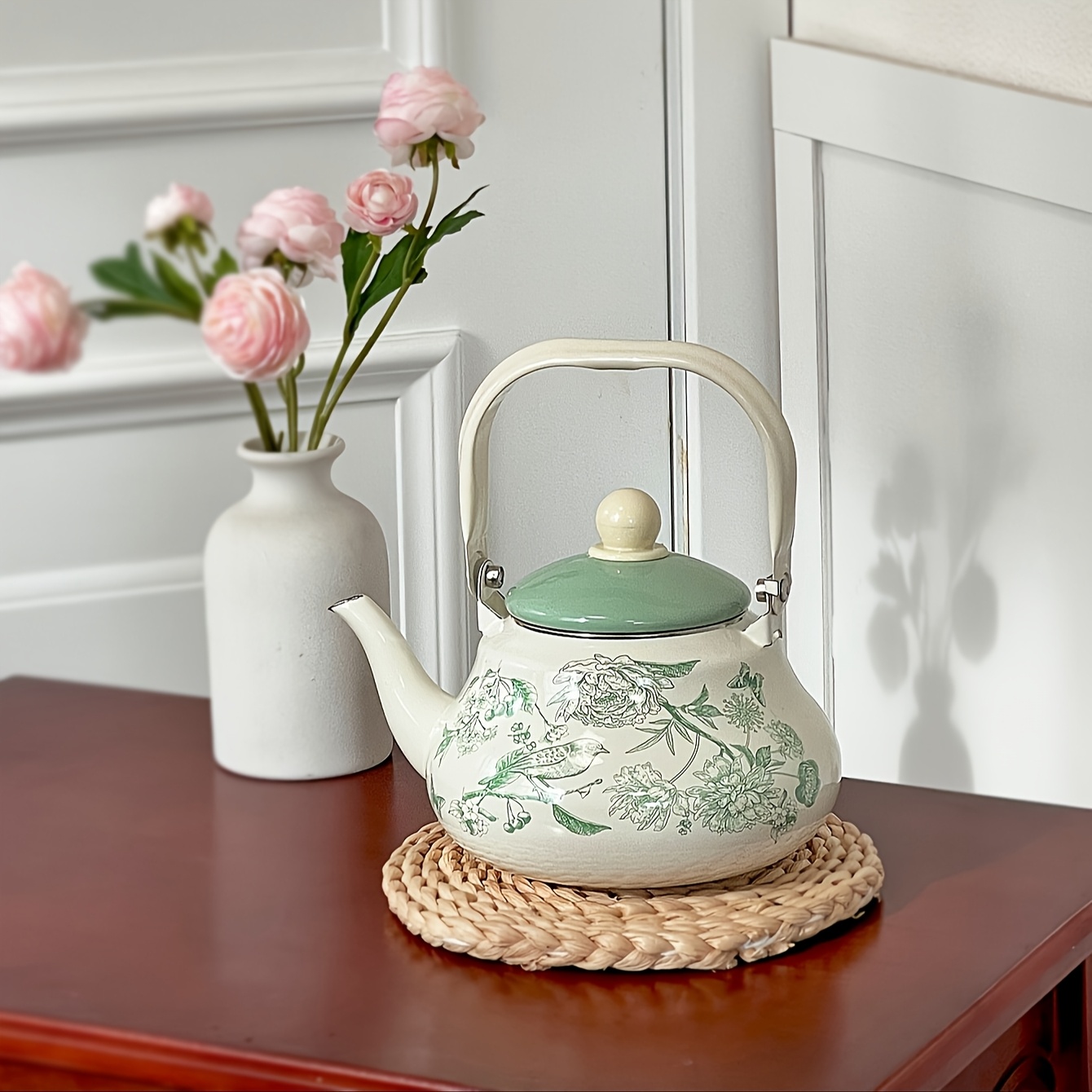 1pc elegant enamel tea kettle floral thickened Temu Mauritius