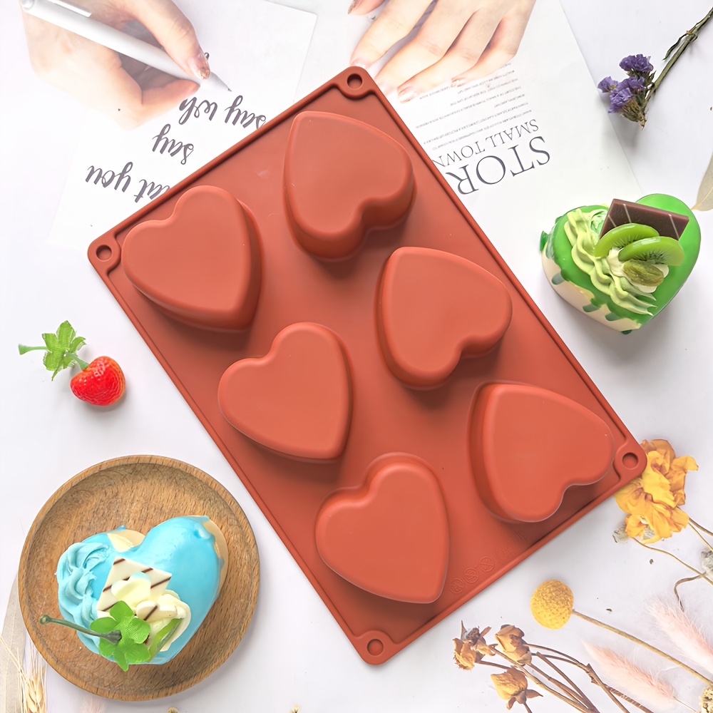 

1/2/3pcs Of 6-cavity Mousse Cake Silicone Molds In 3d Heart Shape For Valentine's Day, Suitable For Chocolates, Mini Cakes, Desserts, Pastries, , And Jelly Candies.