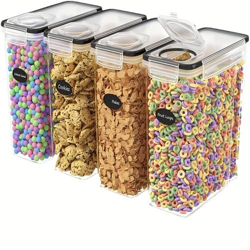 4pcs 4l 135oz extra large airtight food storage cereal containers for storage bpa free plastic container pantry organization and canister for grain nuts flour kitchen organizers and storage kitchen accessories