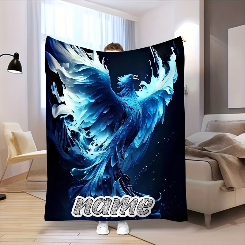 

Customizable Name Water Phoenix Art Flannel Blanket - , Soft & Cozy For Boys And Girls