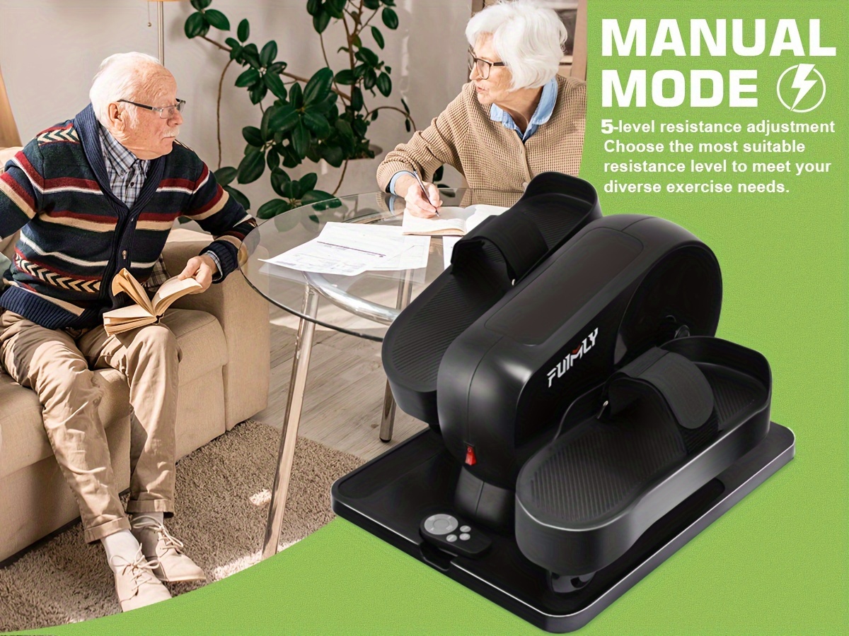 Under Desk Elliptical Machine, Ellipse Leg Exerciser for Seniors Fully Assembled, Quiet & Portable Electric Seated Pedal Exerciser with Remote Control & 12 Adjustable Speeds