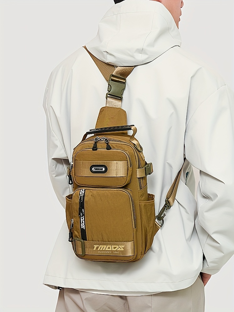 unisex chest backpack large capacity convertible crossbody handheld waist pack with multiple compartments padded shoulder straps waist clip for outdoor hiking gym travel durable casual outdoor bag 18 colors backpack for travel hiking essentials stylish outdoor gear secure zipper closure details 32
