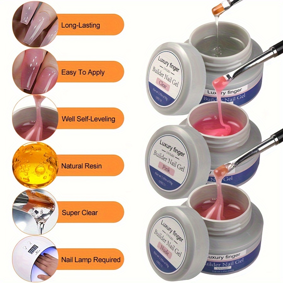 Luxury Finger Builder Nail Gel Clear Nude Uv/led Hard Temu