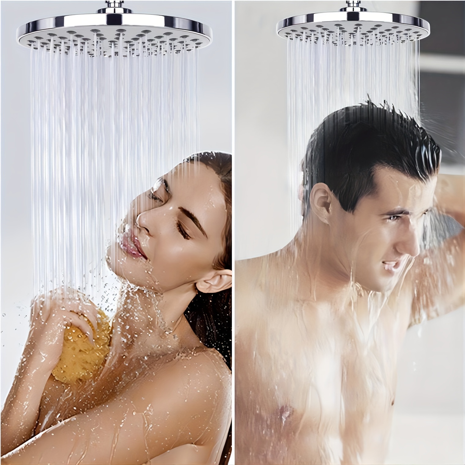 Large 8-Inch Supercharged Rain Shower Head with 360° Rotatable Filter