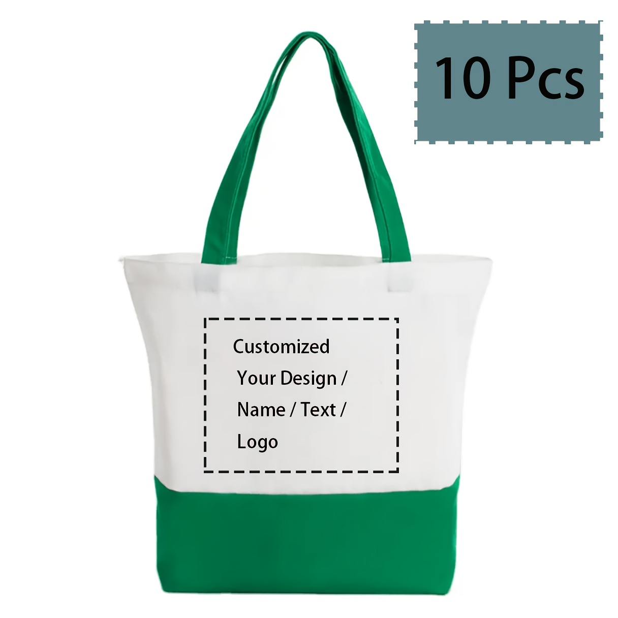 10pcs Custom Canvas Tote Bags with Personalized Patchwork