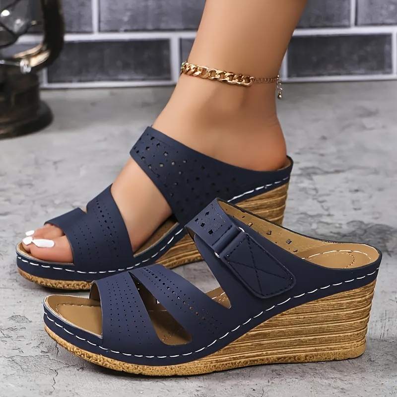 women' color wedge heeled sandals casual open toe Temu Czech