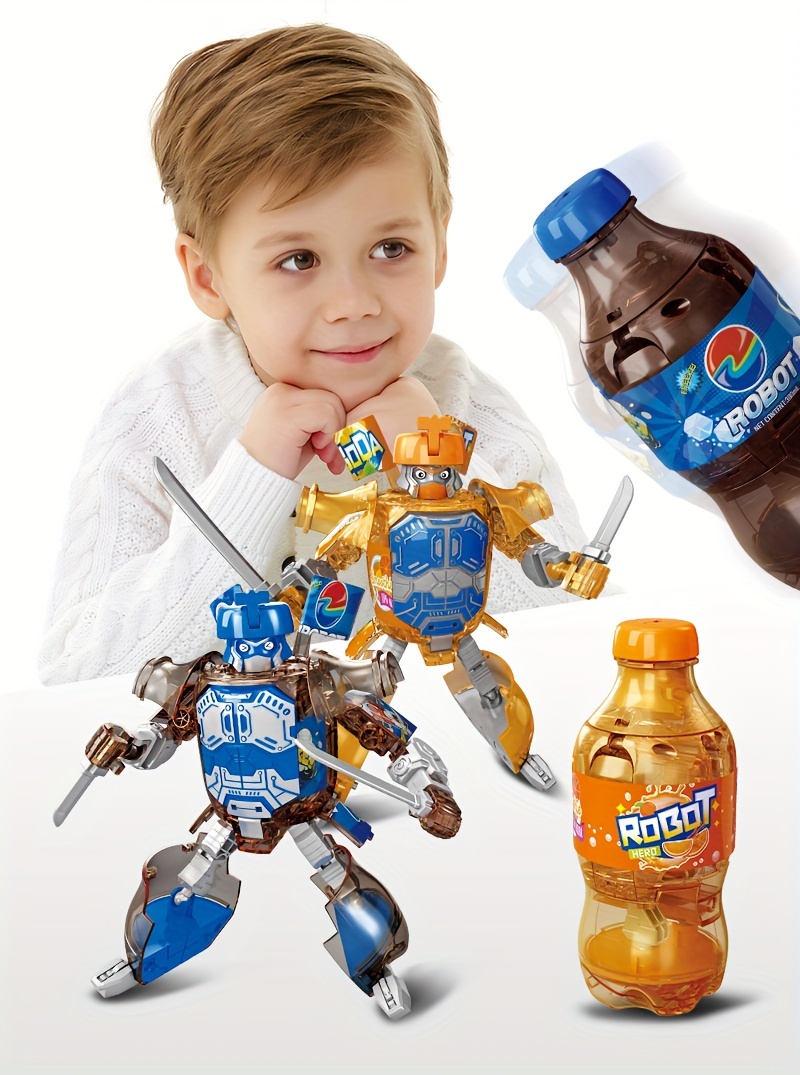 Transformable Soda Can Robot Toy, Interactive Transforming Robot Figures, Durable ABS Material, for Tabletop Display, Ages 14+