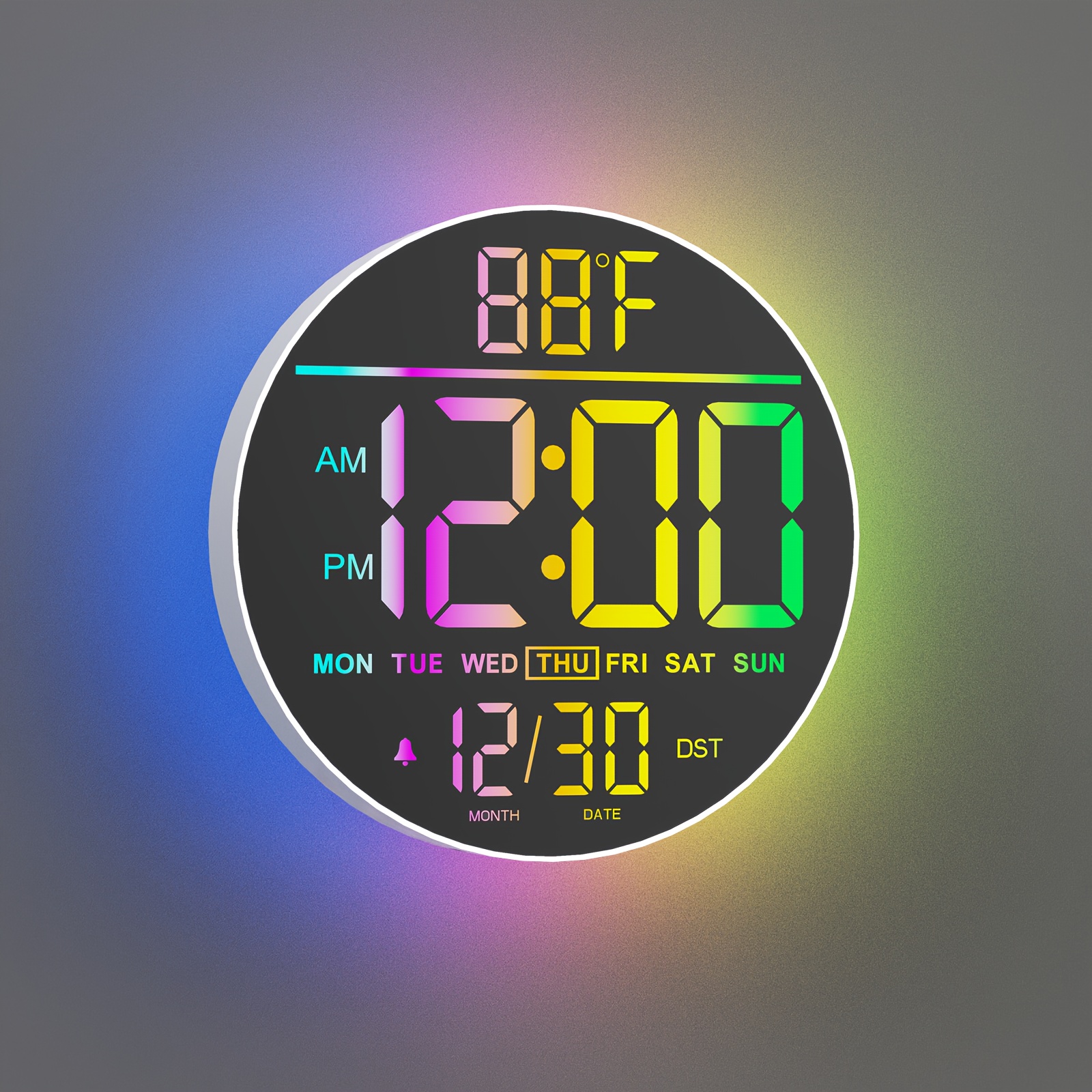 E-shop Große digitale Wanduhr 10" mit 8 RGB-Farben, Fernbedienung, Temperatur, , automatische , Nachtlicht, automatischer Helligkeitsdimmer,