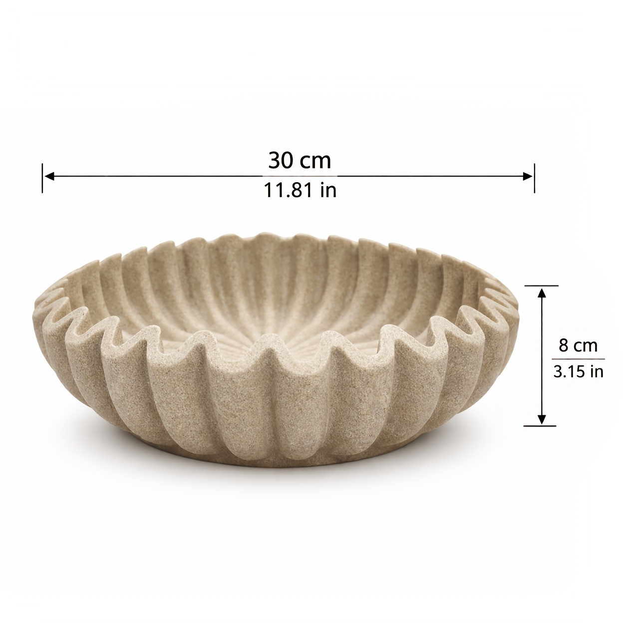 Cream-colored decorative bowl with a scalloped wavy rim