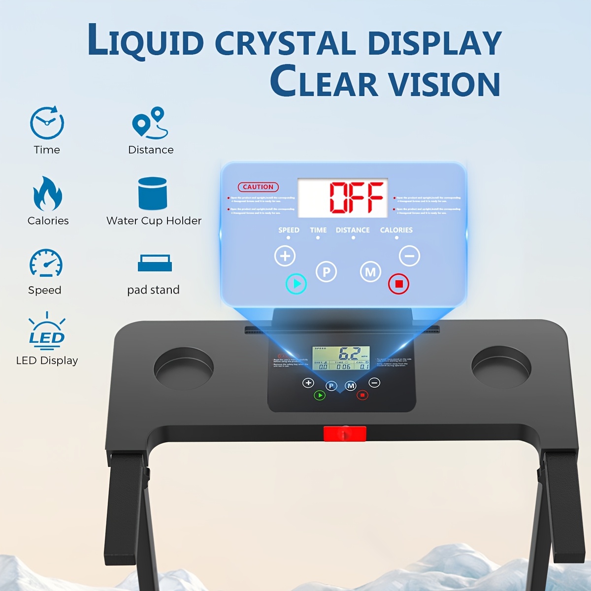 [Portable Treadmill] 3.0HP Foldable Portable Home Treadmill | Load-bearing 300 LBS, Small Home Office Walking Treadmill, Armrest, LED Display, Walking Jog, Plug-in