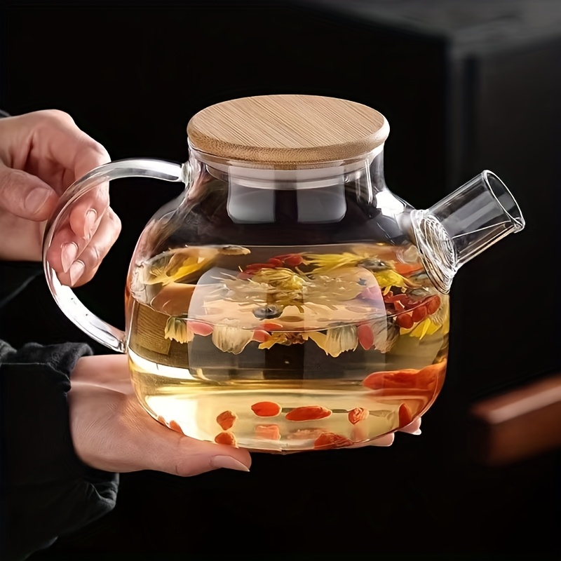 E-shop Borosilikatglas Teekanne mit Deckel, 1L/350ml Hitzebeständige Teekanne, Klare Glas Wasserkanne, Abnehmbarer Filterausgießer, Herd- und