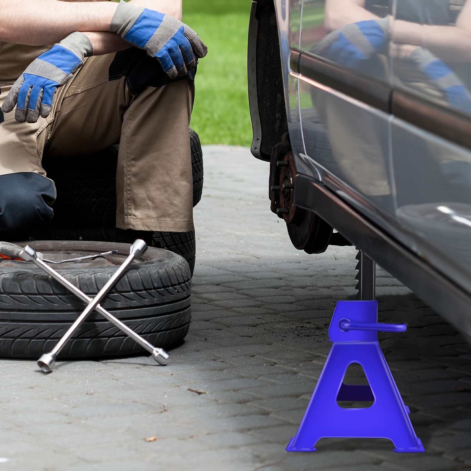 2x 3 Ton Adjustable Axle Jack Holding Stands