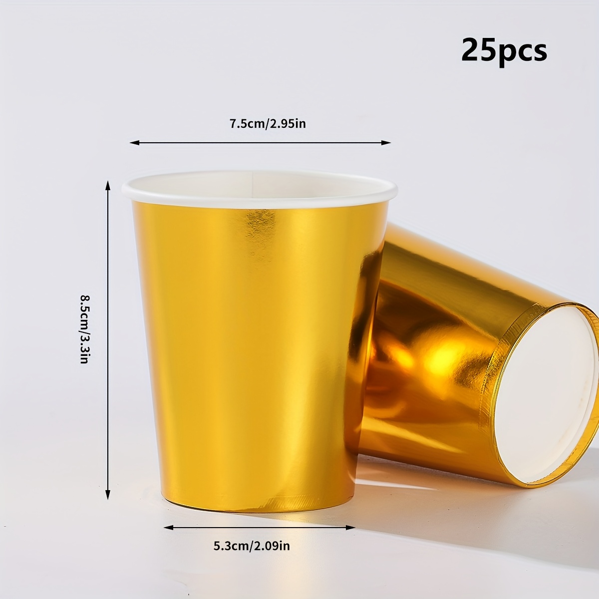 E-shop 10/25 Stück 9oz Goldene Pappbecher, Vollgoldene Einweg-Pappbecher, Elegante Metallgoldfolie für Frauen Männer, Dinner, Party, Feier,