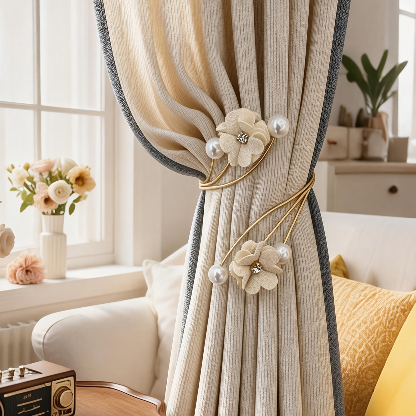 Image of 1pc Rose Shaped Curtain Metal Curtain Clip Floral Curtain Strap Suitable For Curtain Storage, Restraint, Curtain Decoration