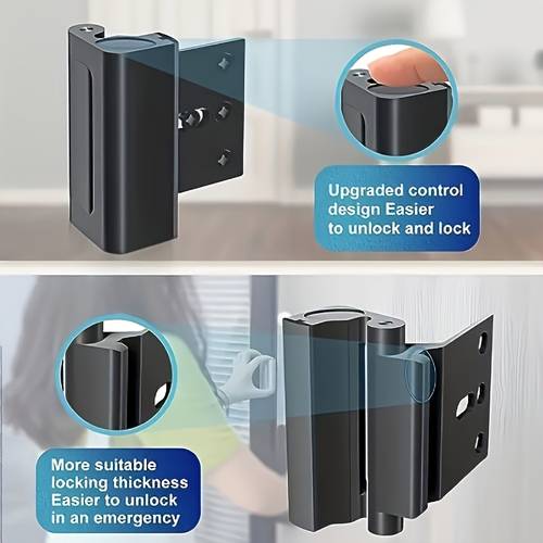 2pcs door lock reinforced lock with 8 screws inch plug of withstanding 362 87 kg swinging door night lock to protect your home silvery black