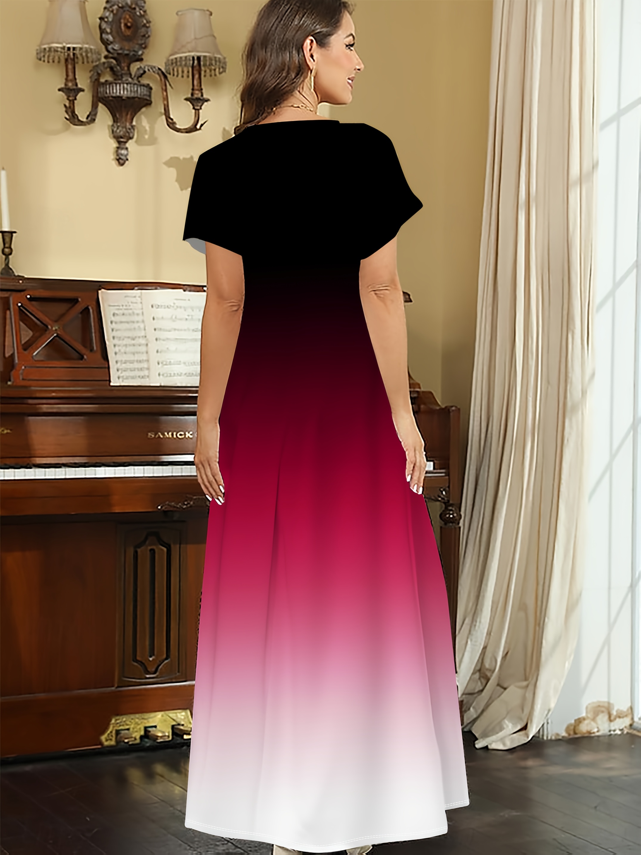 strapless open back dress Beautiful Dark Red Gradient Sweetheart Wedding Party Dress, A-Line Evening  Dress prom Dress cg10819 main image 1