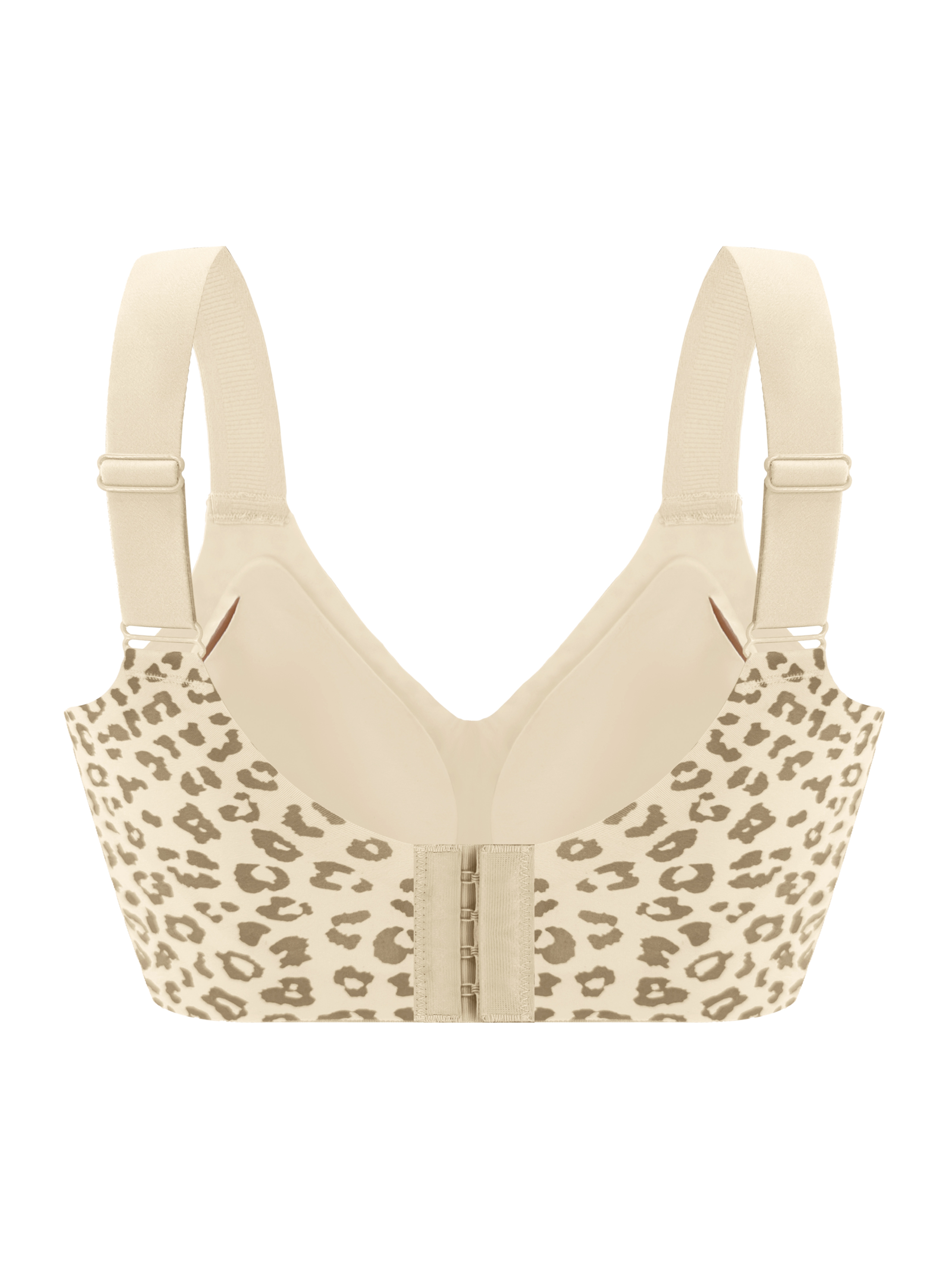 Women's 2pc Retro Leopard Print V-Neck Bra Set, Wire-Free