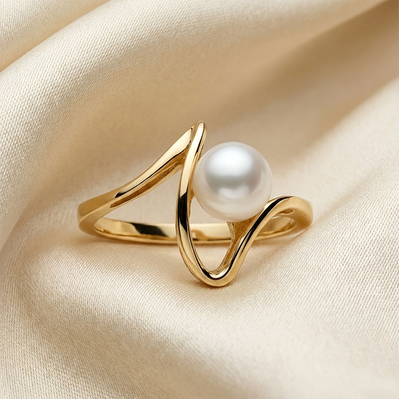 TEMU 1 Anillo de Estilo Francés para Mujer - Diseño Elegante y Minimalista con Asimétrica e , Regalo de para , Día de San Valentín y Uso Todo el Año