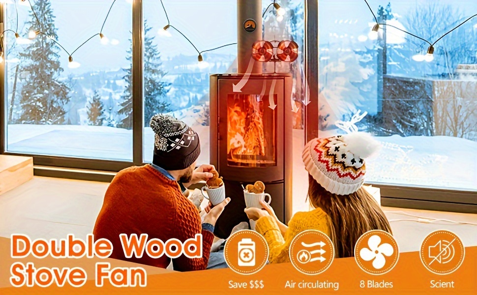 buddy heater wooden stove fan with dual motor 8 blades fireplace fan with magnetic thermometer suitable for eco fan heat and power fan for wood burning stoves wood pellets wood burning stoves for winter details 1