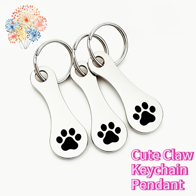 TEMU 3pcs Pack Suitable For Supermarket Cat Paw Shopping Cart Token Key Chain, Shopping Cart Key -- Stainless Steel Coin Storage Key Ring, With Coin