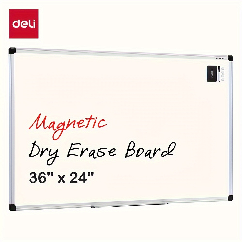 

Deli 36''x24'' Dry Erase Board Set, 1set Board, Dry Erase Marker And Pcs Eraser, Whiteboard For Home And Office