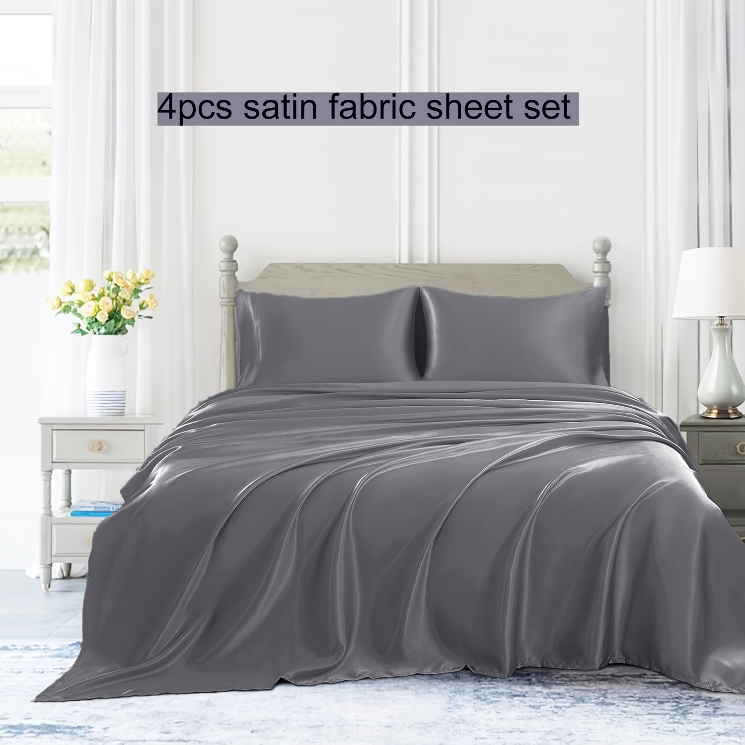 Parure de draps 4 pièces Vanessa pour lit 140 x 190 cm Louise Bleu | Leroy Merlin